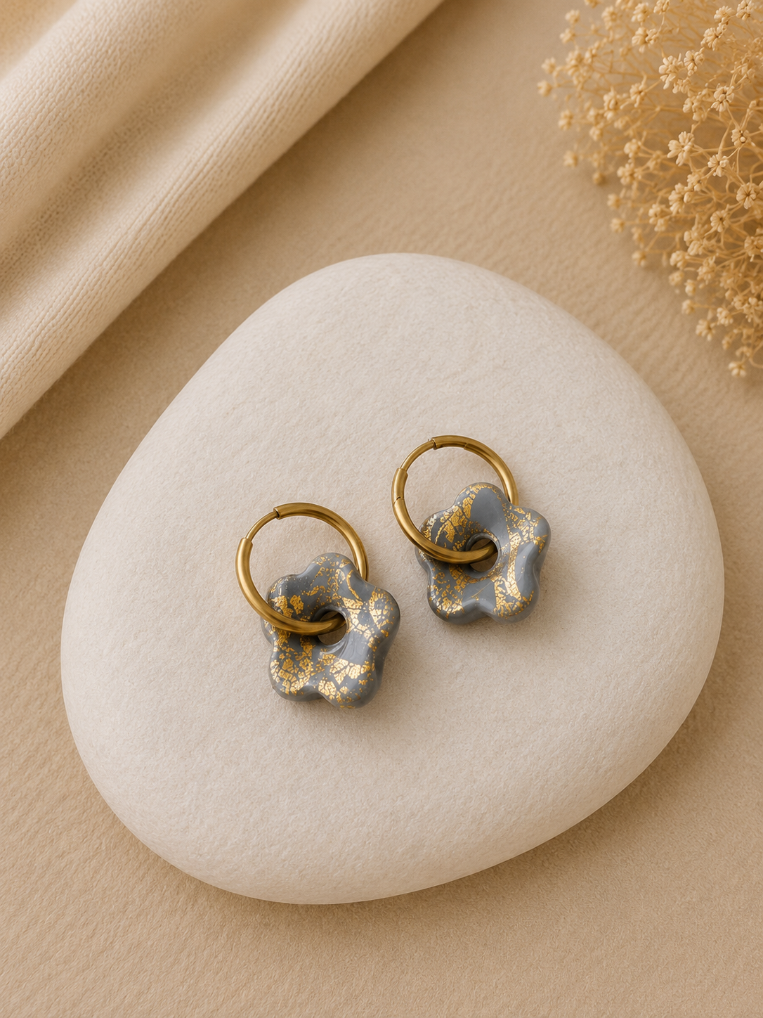 Boucle d’oreille Florea duo gris