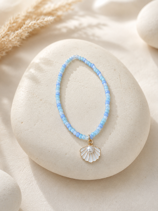 Bracelet Fantaisie bleu et coquillage