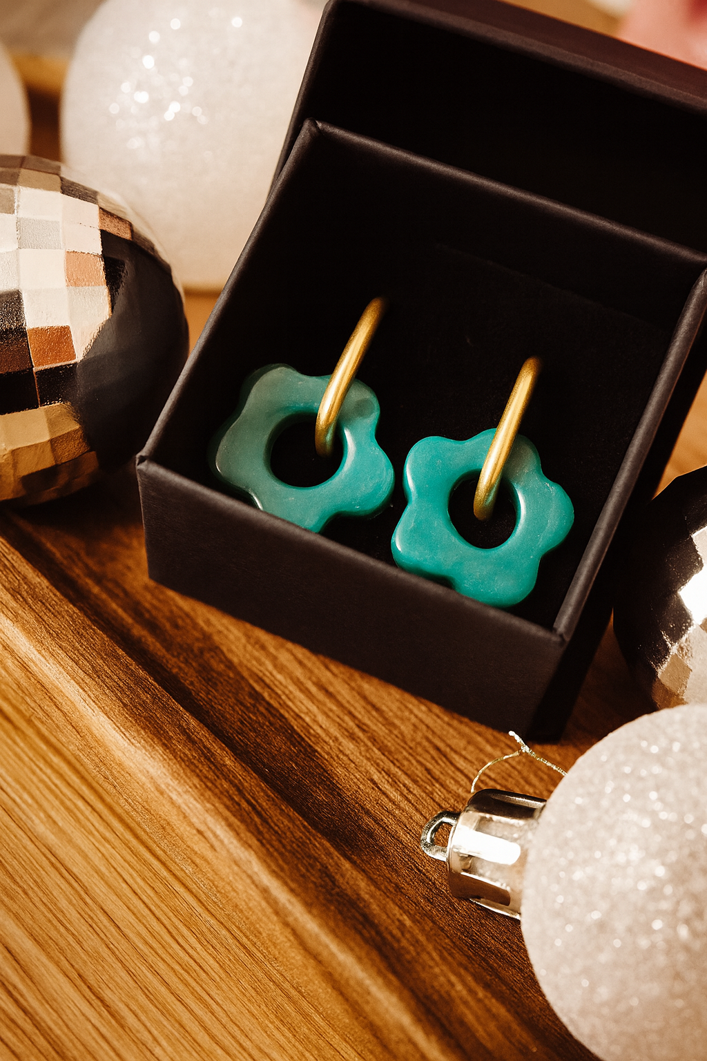 Boucles FLOREA vert sapin