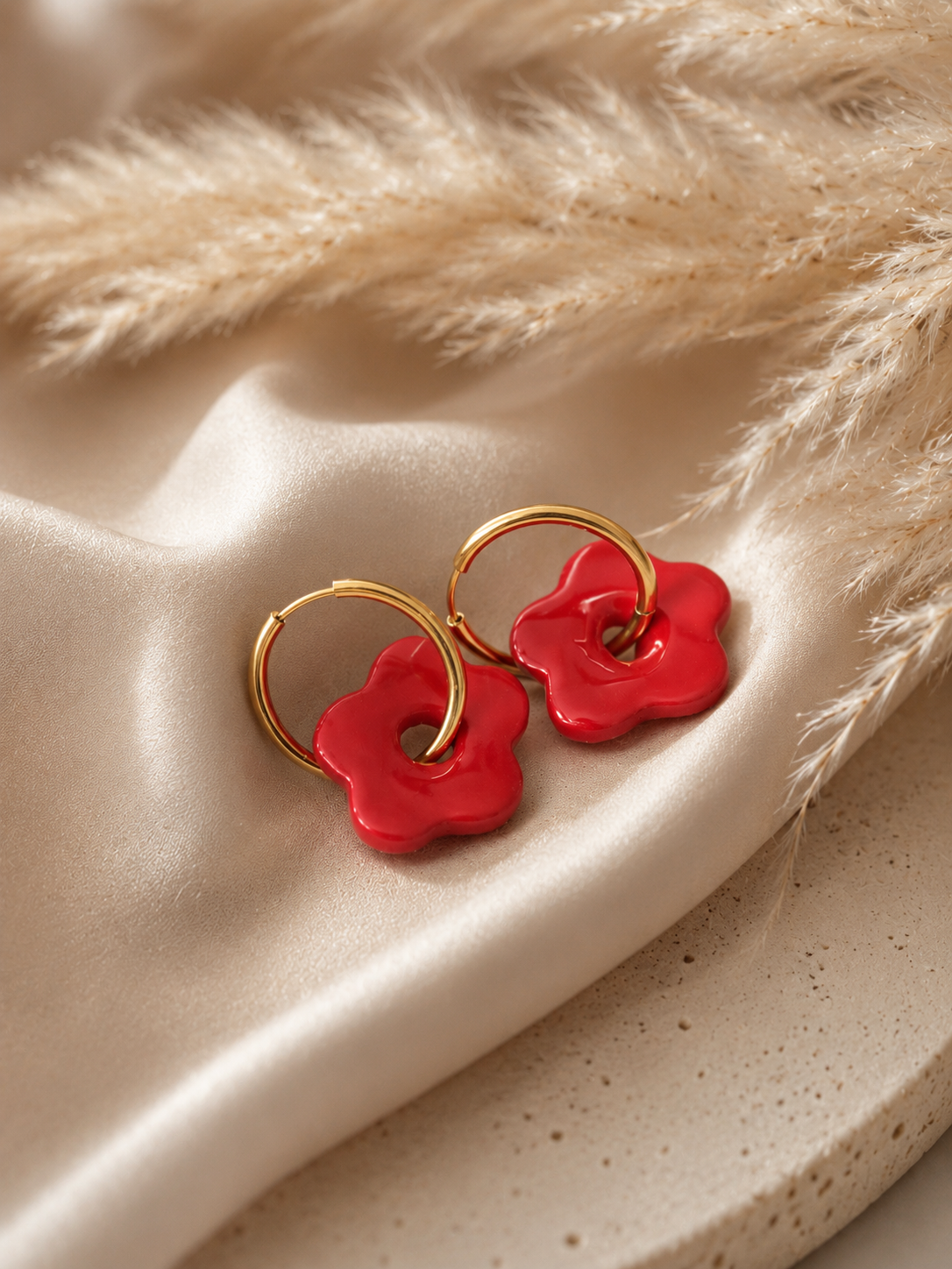 Boucle d’oreille Florea rouge