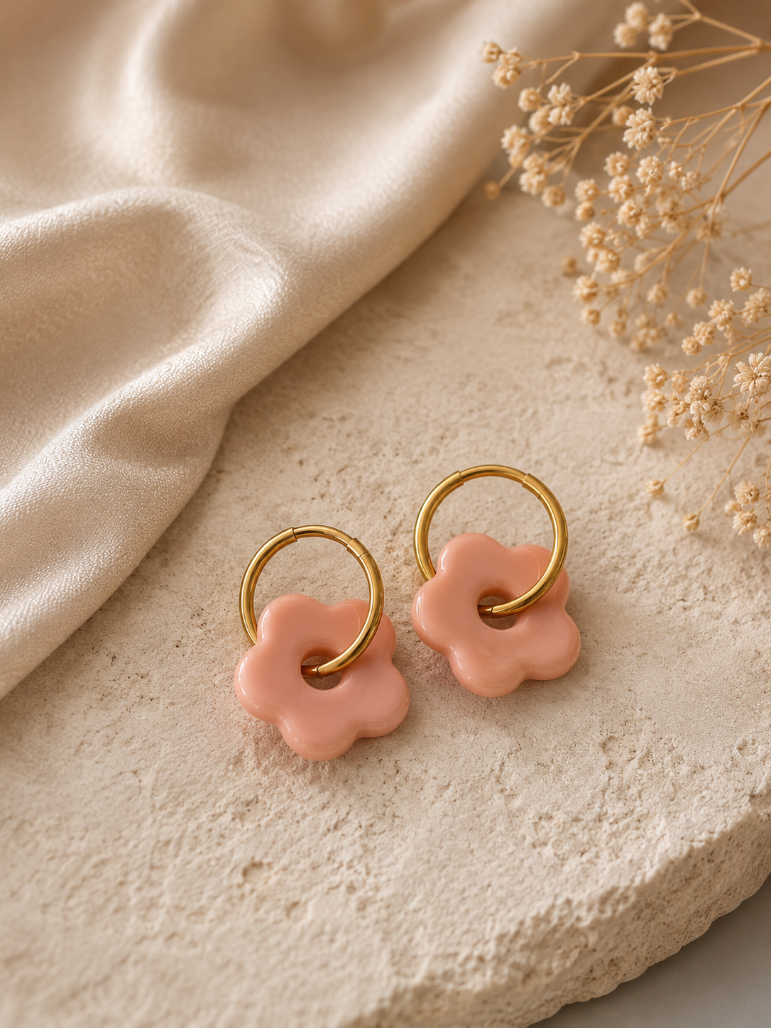 Boucle d’oreille Florea rose pale