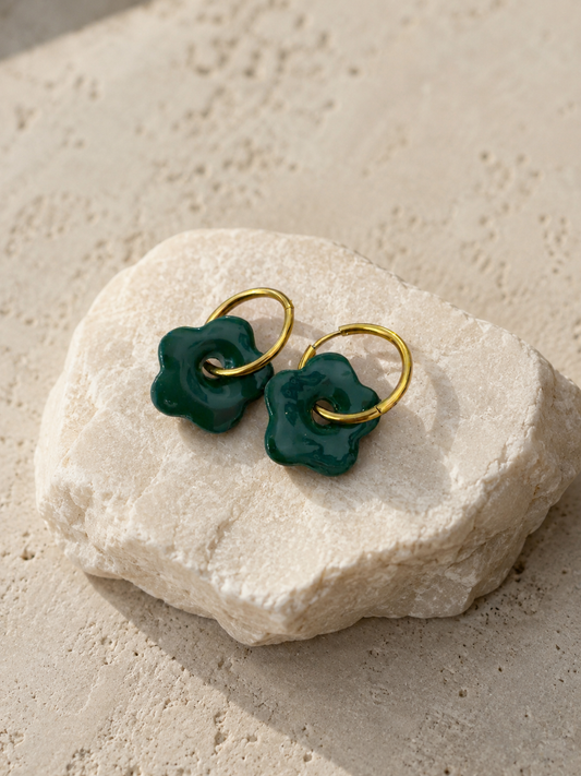 Boucle d’oreille Florea vert foncé