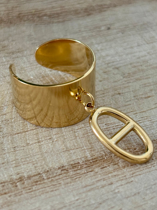 Bague médaille doré